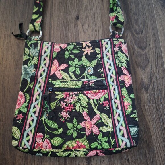 💙 Vera Bradley Hipster Botanical Crossbody Bag Y2K Quilted Cotton Vibrant - Picture 2 of 8